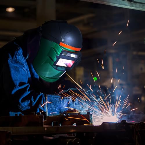 OSALADI 自動遮光溶接面 ソーラー充電式溶接マ スーラー充電式 溶接ヘルメット 安全実用 液晶フィルター 最大遮光速度 0.00003秒 溶接保護具 軽量 超軽量設計高強度の材料と防炎剤 太陽光パネル充電 自動車産業 建築 製造業