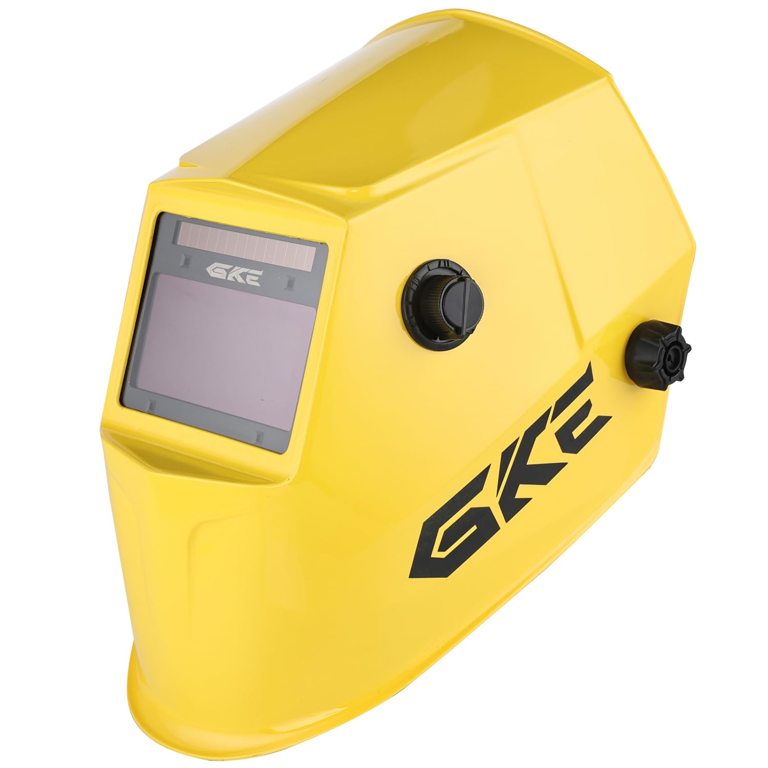 GKE 溶接面 自動遮光溶接面 0.0003秒高速自動遮光 遮光度DIN4/9-13 ヘッドギア装備 鮮明な色を映す広視界 明るい液晶画面 ソーラーパワー＋電池交換可能 軽量390g PP製設計 使いやすい溶接マスク UV/IR DIN16保護 MIG TIG ARC MAG 研磨 プラズマ切断対応