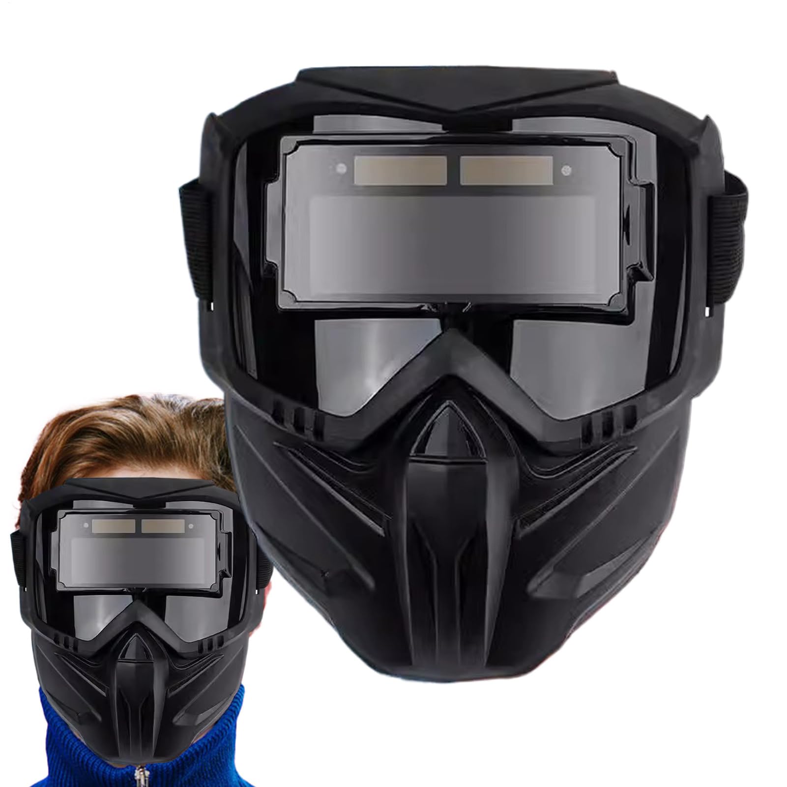 Auto Darkening Welding Helmet, Anti-Glare Welding Masque with Large View, Breathable Heat-Insulating Full Cover Headgear for Eye Protection, (Black) (Abs)