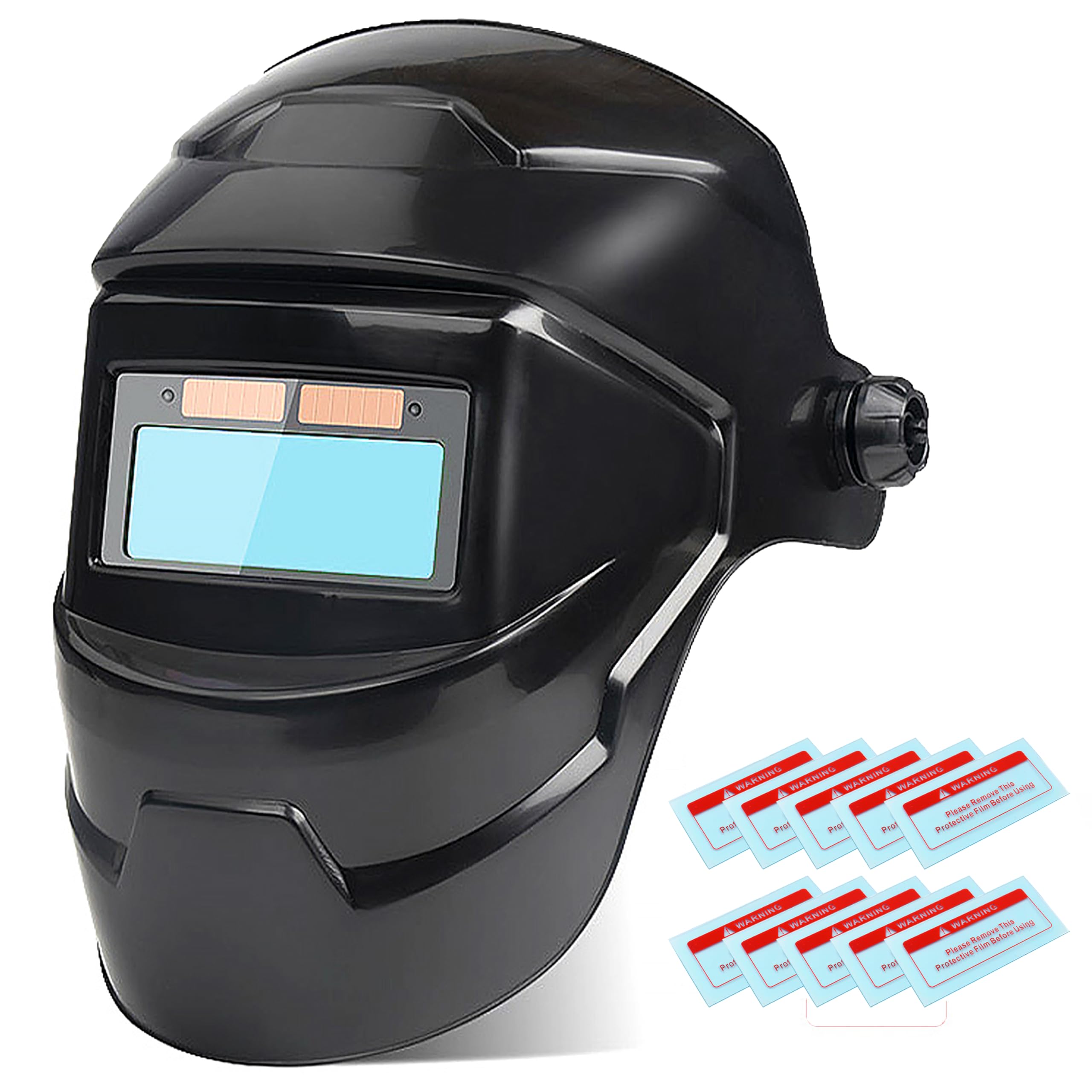 自動遮光溶接面 溶接マスク 溶接ヘルメット 本当の色を映す 自動遮光 ソーラーパワー 最大遮光速度0.00003秒 研磨 プラズマ切断に対応 自動車産業 建築 製造業 DIY 保護用フィルムー10枚